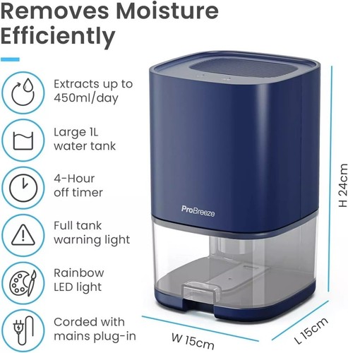 Pro breeze 1000ml dehumidifier - 1000ml,